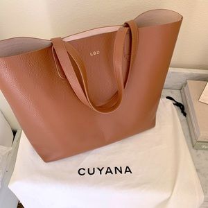 Cuyana Classic Leather Tote in Caramel with Blush Interior EUC